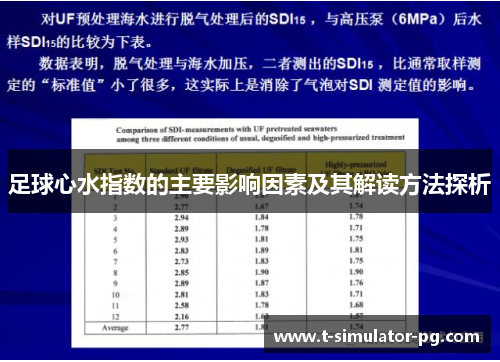 足球心水指数的主要影响因素及其解读方法探析 足球心水指数的主要影响因素及其解读方法探析