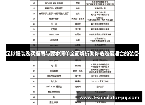 足球服装购买指南与要求清单全面解析助你选购最适合的装备